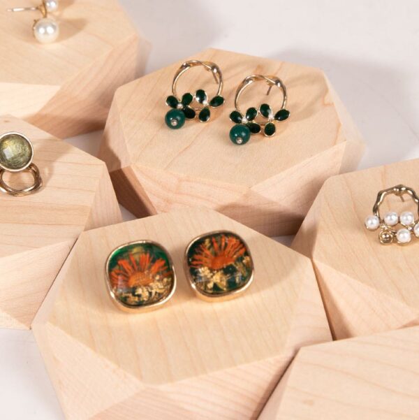 Geometric Walnut Jewelry Display Tray