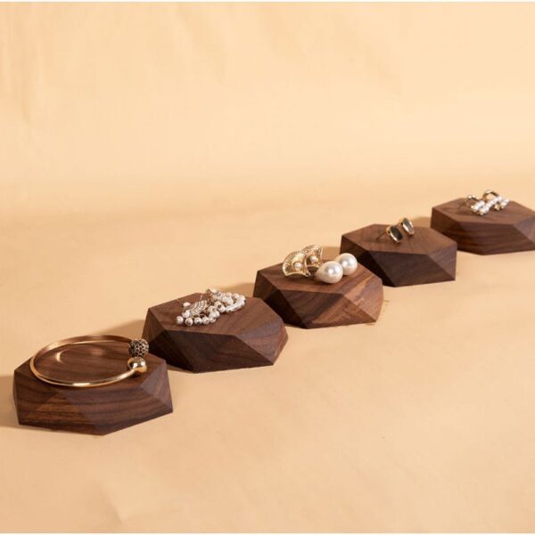 Geometric Walnut Jewelry Display Tray