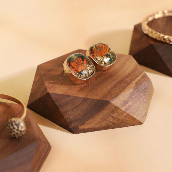 Geometric Walnut Jewelry Display Tray