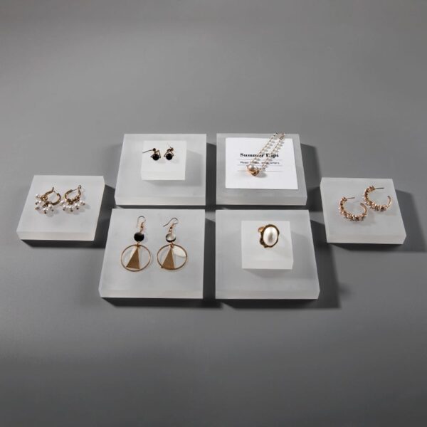 Minimalist Modern Frosted Acrylic Jewelry Display Set