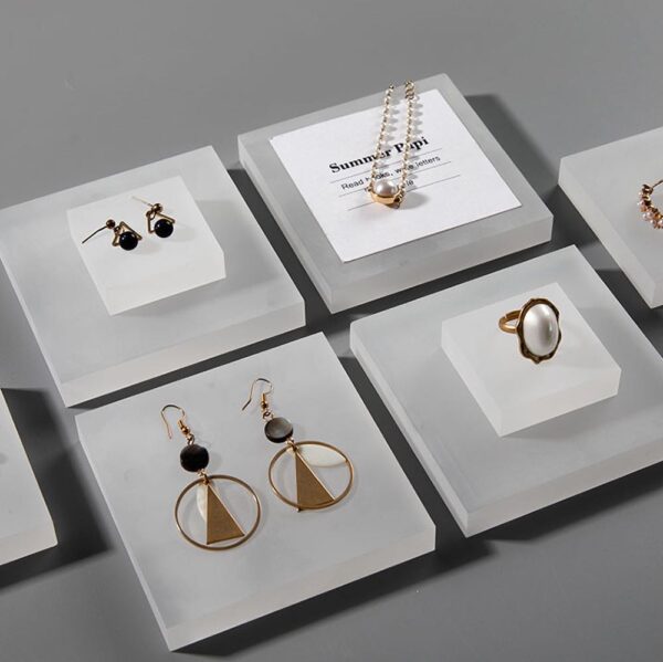 Minimalist Modern Frosted Acrylic Jewelry Display Set