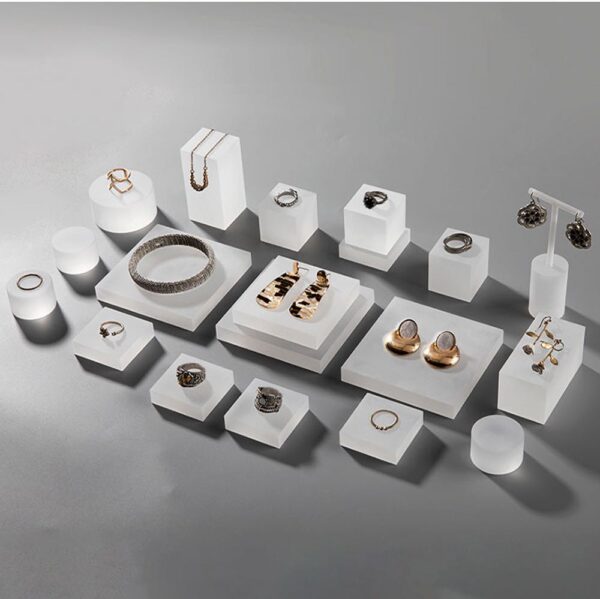Minimalist Modern Frosted Acrylic Jewelry Display Set