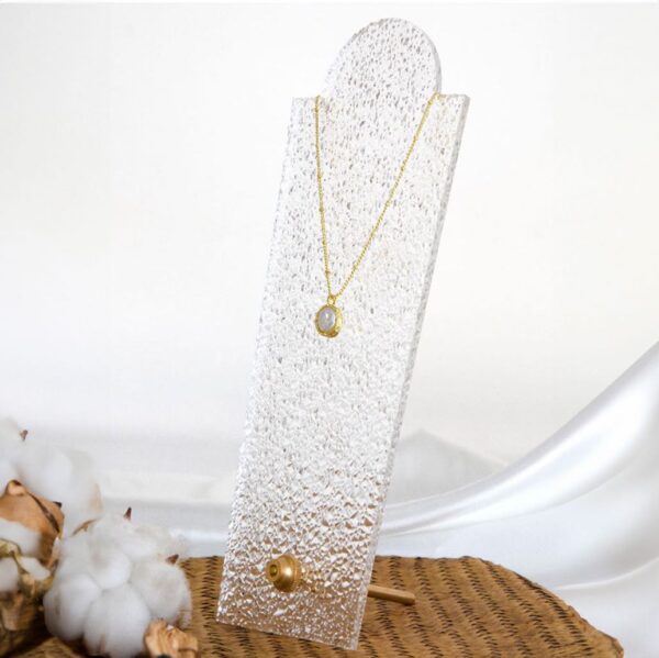 Elegant Frosted Glass Effect Necklace Display Stand with Brass Hardware