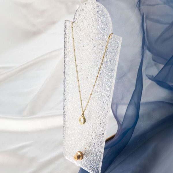 Elegant Frosted Glass Effect Necklace Display Stand with Brass Hardware