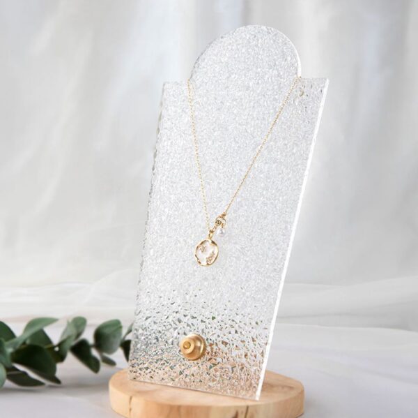 Elegant Frosted Glass Effect Necklace Display Stand with Brass Hardware