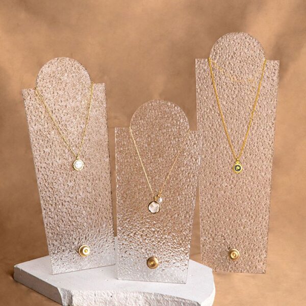 Elegant Frosted Glass Effect Necklace Display Stand with Brass Hardware