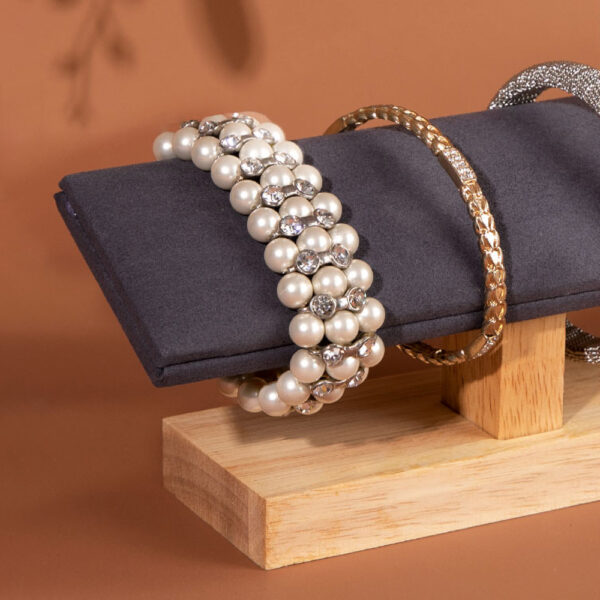 Wood Bracelet Stand | Velvet Jewelry Display Organizer