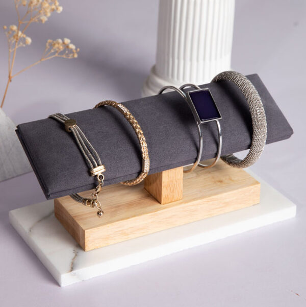 Wood Bracelet Stand | Velvet Jewelry Display Organizer