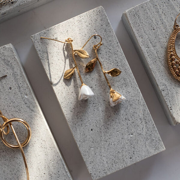 Natural Grey Marble Jewelry Display Platform