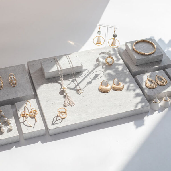 Natural Grey Marble Jewelry Display Platform