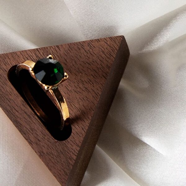 Geometric Walnut Ring Display Stand