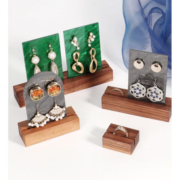 Handcrafted Acrylic Earring Display Stand with Wooden Base
