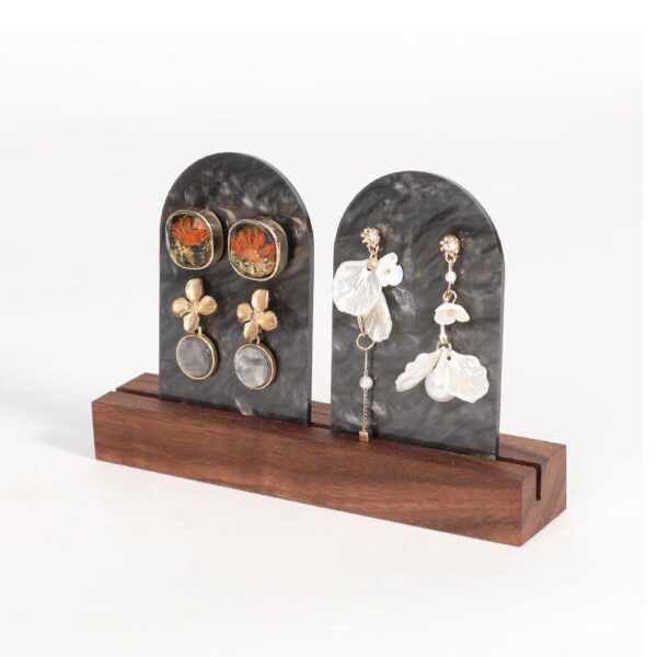 Handcrafted Acrylic Earring Display Stand with Wooden Base