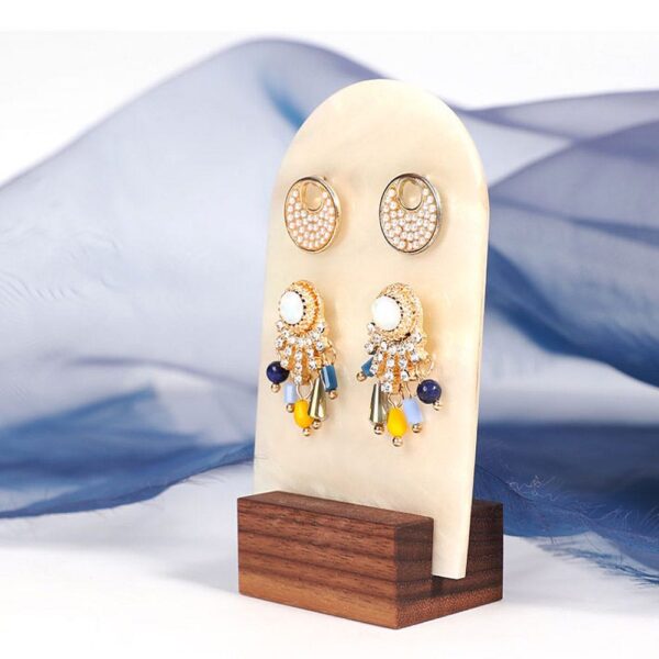 Handcrafted Acrylic Earring Display Stand with Wooden Base