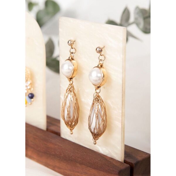 Handcrafted Acrylic Earring Display Stand with Wooden Base