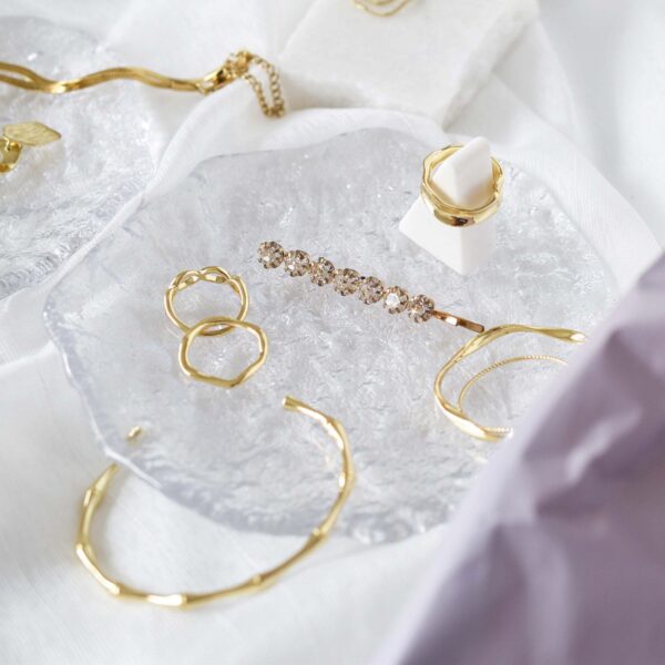 Luxury Crystal Glass Jewelry Display Tray | Natural Edge Showcase Plate