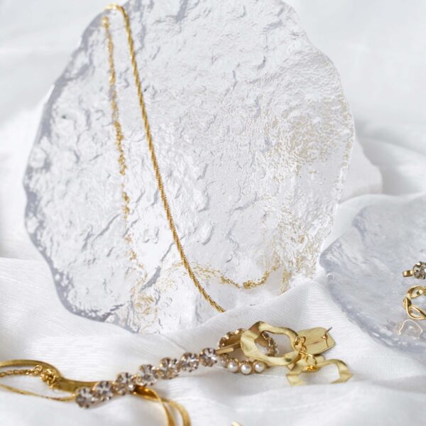 Luxury Crystal Glass Jewelry Display Tray | Natural Edge Showcase Plate