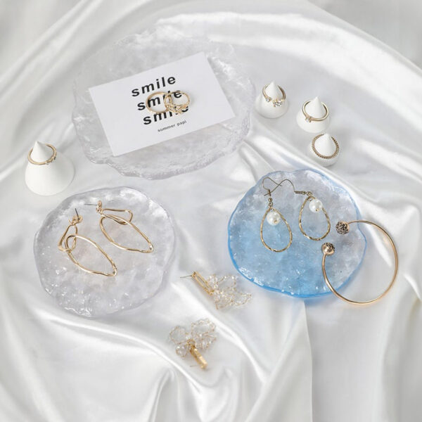 Luxury Crystal Glass Jewelry Display Tray | Natural Edge Showcase Plate