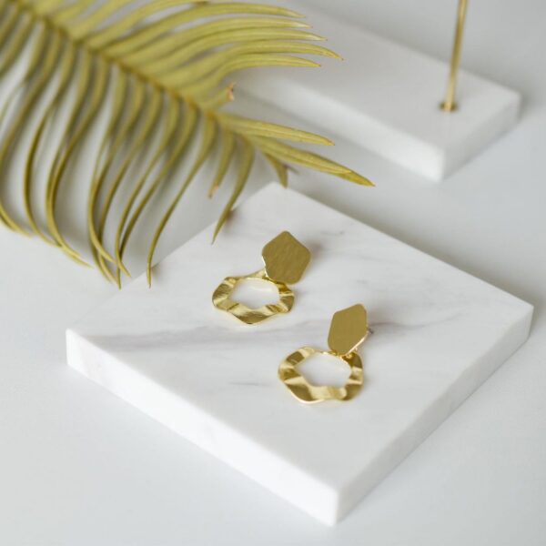 Marble & Brass Jewelry Display Collection | Modern Geometric Ring Stand & Earring Holder