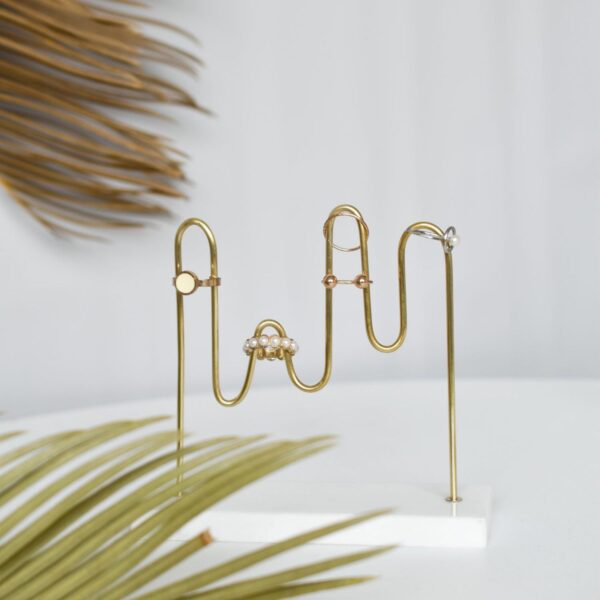 Marble & Brass Jewelry Display Collection | Modern Geometric Ring Stand & Earring Holder