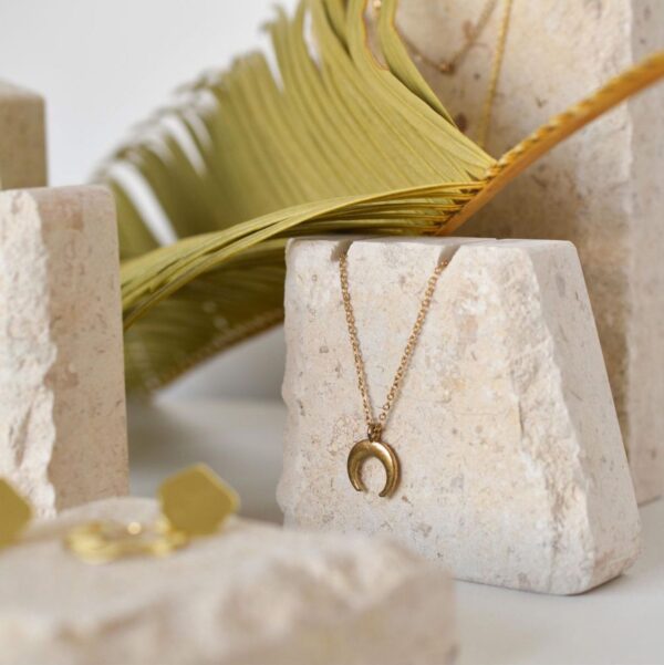 Fossil Limestone Jewelry Display Stand | Natural Stone Necklace Holder | Minimalist Jewelry Organizer