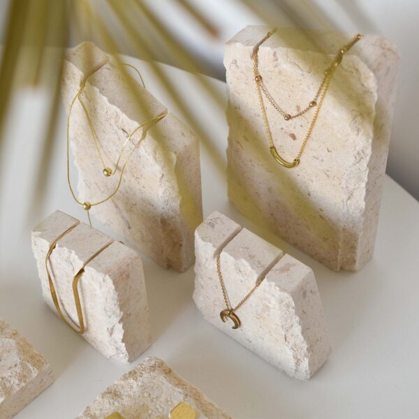 Fossil Limestone Jewelry Display Stand | Natural Stone Necklace Holder | Minimalist Jewelry Organizer