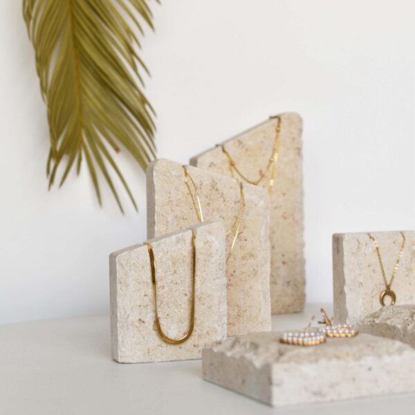 Fossil Limestone Jewelry Display Stand | Natural Stone Necklace Holder | Minimalist Jewelry Organizer
