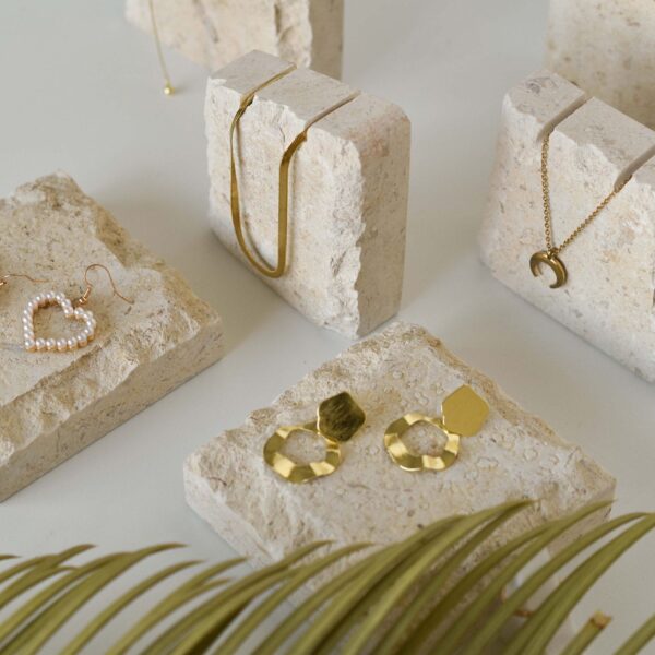 Fossil Limestone Jewelry Display Stand | Natural Stone Necklace Holder | Minimalist Jewelry Organizer