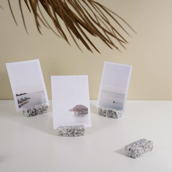 Natural Granite Card Display Stand | Minimalist Business Card Holder | Raw Stone Photo Holder