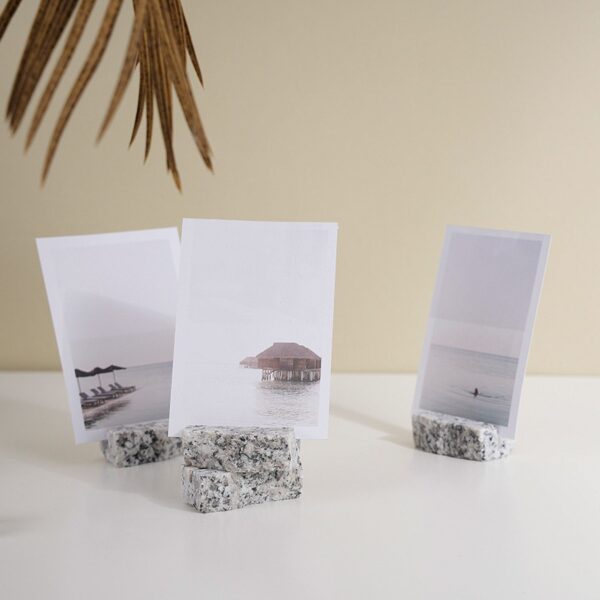 Natural Granite Card Display Stand | Minimalist Business Card Holder | Raw Stone Photo Holder