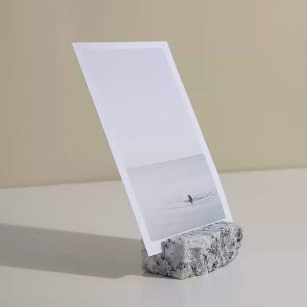 Natural Granite Card Display Stand | Minimalist Business Card Holder | Raw Stone Photo Holder