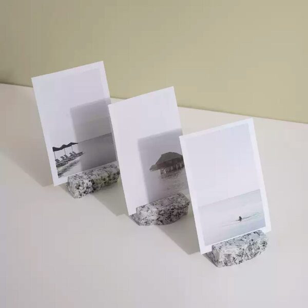 Natural Granite Card Display Stand | Minimalist Business Card Holder | Raw Stone Photo Holder