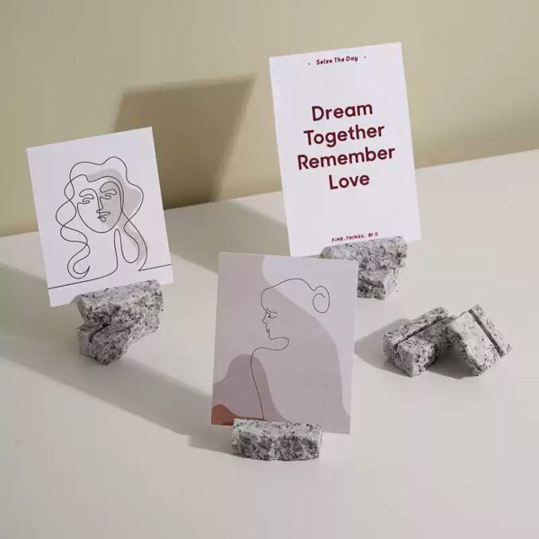 Natural Granite Card Display Stand | Minimalist Business Card Holder | Raw Stone Photo Holder