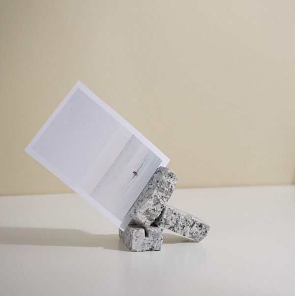 Natural Granite Card Display Stand | Minimalist Business Card Holder | Raw Stone Photo Holder