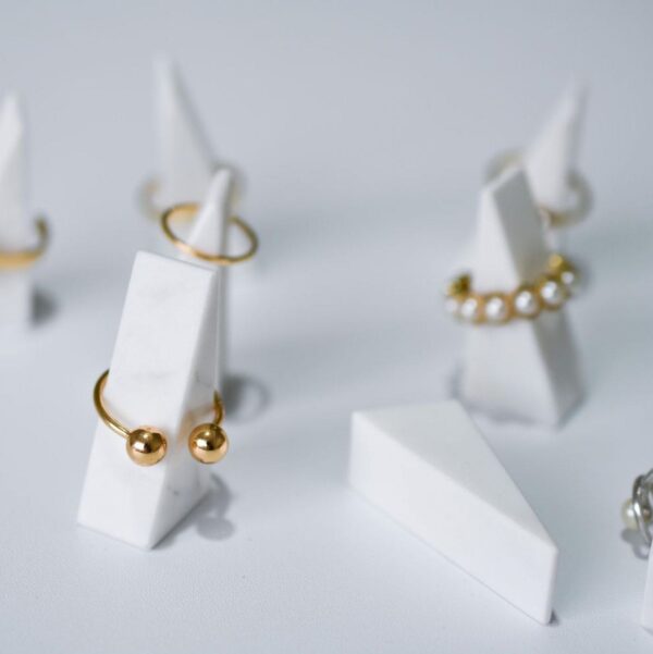 Mini Marble Ring Display Set | Modern Geometric Ring Holder Set of 4