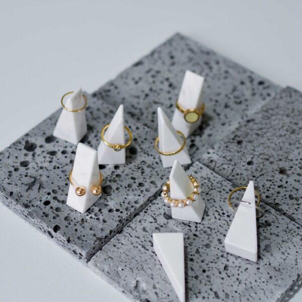 Mini Marble Ring Display Set | Modern Geometric Ring Holder Set of 4