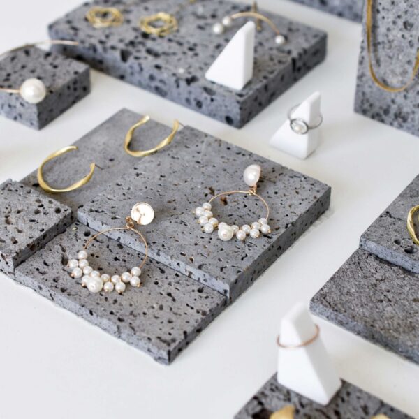 Natural Coral Stone Jewelry Display Stand - Handcrafted Minimalist Organizer Collection