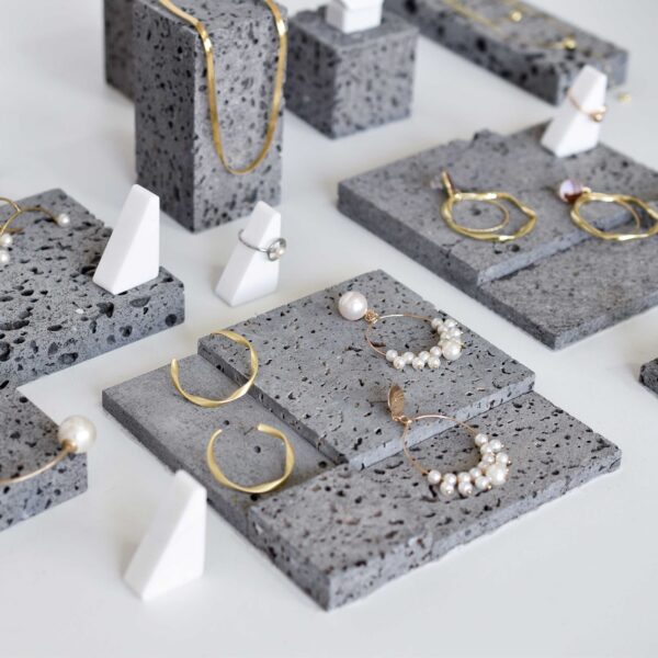 Natural Coral Stone Jewelry Display Stand - Handcrafted Minimalist Organizer Collection