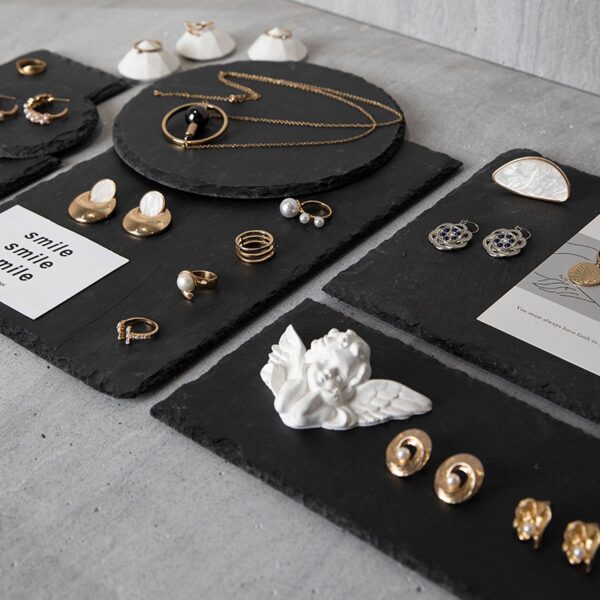 Natural Slate Jewelry Display Collection - Premium Stone Display Plates