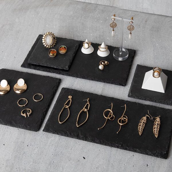 Natural Slate Jewelry Display Collection - Premium Stone Display Plates