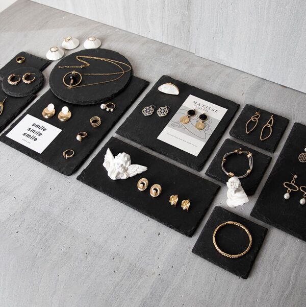 Natural Slate Jewelry Display Collection - Premium Stone Display Plates