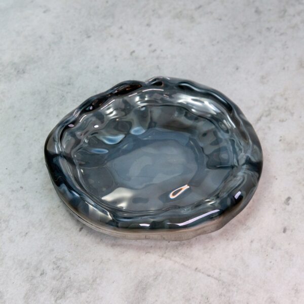 Glass Ripple Display Dish | Smoke Grey Jewelry Organizer