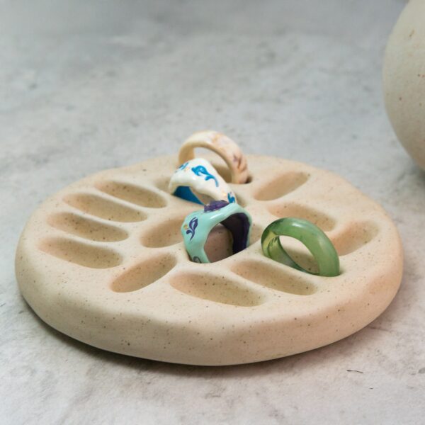 Minimalist Ceramic Ring Display - Side View