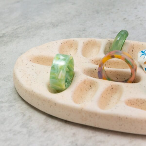 Minimalist Ceramic Ring Display - Side View