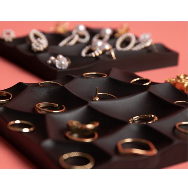Geometric Black Plaster Jewelry Display | Modern Photography Prop Tray