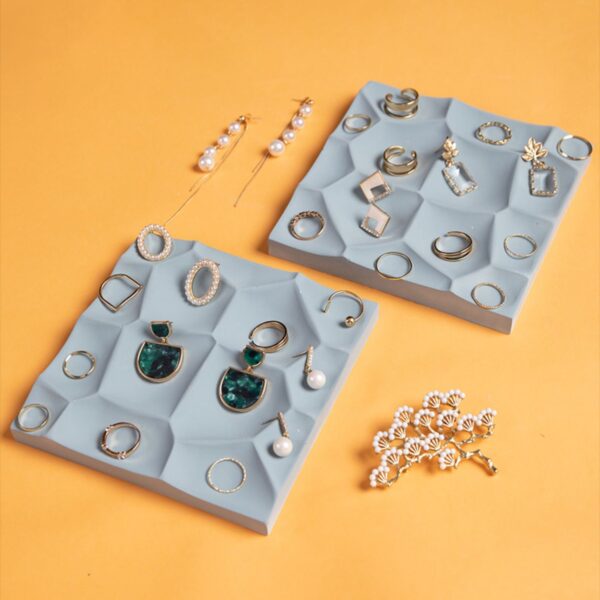 Contemporary Grey Plaster Jewelry Display Platform - Professional Styling Tray