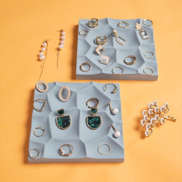 Contemporary Grey Plaster Jewelry Display Platform - Professional Styling Tray