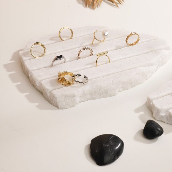 Dolomite Ring Stand | Crystal White Stone Display Stand