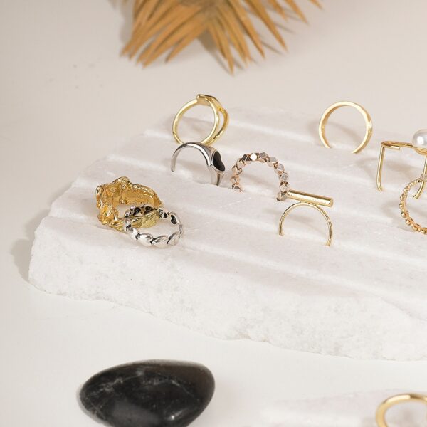 Dolomite Ring Stand | Crystal White Stone Display Stand