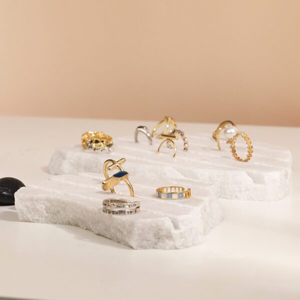 Dolomite Ring Stand | Crystal White Stone Display Stand